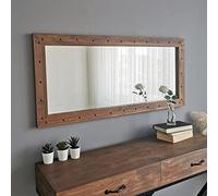 WELL HOME MOBILIARIO & DECORACIÓN Espejo,100% Pine Solid Wood, Color Nogal