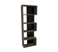 WELL HOME MOBILIARIO & DECORACIÓN Estantería Decorativa librería para SALÓN o RECIBIDOR, conglomerado recubierta melamina, en Color Nogal-Negro Efecto mármol 150x50x22