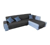 WELL HOME MOBILIARIO & DECORACIÓN Funda de sofá Chaise-Longue 2 Plazas Elegant Reversible- Adaptable A Ambos Lados Gris Oscuro