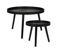 Juego de 2 mesas auxiliares Redondas en Color Negro MDF Ø60cm y Ø38cm
