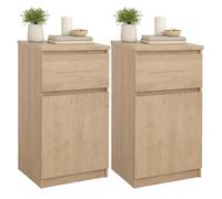 Juego de 2 Mesitas de Noche, Mesas Auxiliares SIL Oak con 1 Puerta y 1 Cajón,Color Jackson Hickory, 41 x 40 x 70 cm