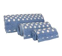 WELL HOME MOBILIARIO & DECORACIÓN JUEGO DE 3 TOALLAS DE BAÑO DE ALGODÓN DE RIZO 450 GR/M2, DE 50X30; 100X50; 150X100 CM, COLOR AZUL MEDIO DE la COLECCIÓN TOPACIO, WH0565