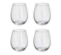 WELL HOME MOBILIARIO & DECORACIÓN Juego de 4 Vasos de Vidrio de 420ml con diseño de rayas Ø6x10,5cm