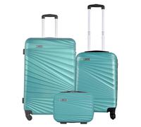 WELL HOME MOBILIARIO & DECORACIÓN Juego de Maletas rígidas 3 pzs. Maleta Cabina 56 cm, Maleta Mediana 66 cm, y Neceser 23 cm Turquesa Claro