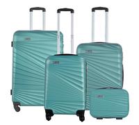 WELL HOME MOBILIARIO & DECORACIÓN Juego de Maletas rígidas 4 pzs. Maleta Cabina 56 cm, Maleta Mediana 66 cm, Maleta Grande 76 cm y Neceser 23 cm Turquesa Claro