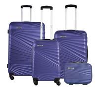 WELL HOME MOBILIARIO & DECORACIÓN Juego de Maletas rígidas 4 pzs. Maleta Cabina 56 cm, Maleta Mediana 66 cm, Maleta Grande 76 cm y Neceser 23 cm Azul Future Dusk