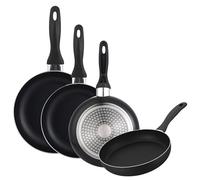 Juego de sartenes Ø16 Ø20 Ø24 y Ø28 cm inducción, antiadherente, en aluminio prensado, en color negro
