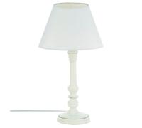 WELL HOME MOBILIARIO & DECORACIÓN Lámpara de Mesa - Color Blanco Acabado Clásico Antiguo, Madera, D. 20 x H. 35 cm