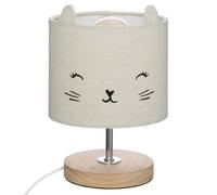 WELL HOME MOBILIARIO & DECORACIÓN Lámpara infantil Gato en algodón y madera Ø15x21cm