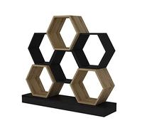 WELL HOME MOBILIARIO & DECORACIÓN Librería, 100% Tablero de aglomerado rechapado en melamina, Color Negro Roble