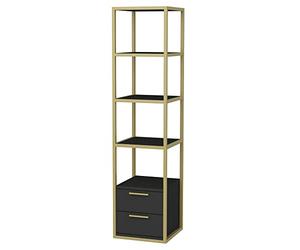 WELL HOME MOBILIARIO & DECORACIÓN Librería, 100% Tablero de aglomerado rechapado en melamina, Color Oro Antracita