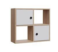 WELL HOME MOBILIARIO & DECORACIÓN Librería, 100% Tablero de aglomerado rechapado en melamina, Color Roble Blanco h.62,6