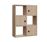 WELL HOME MOBILIARIO & DECORACIÓN Librería, 100% Tablero de aglomerado rechapado en melamina, Color Roble