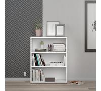WELL HOME MOBILIARIO & DECORACIÓN Librería TER Blanco/Roble Patinado 90x41x114 cm/Librería con 2 Estantes Abiertos para Salón, Despacho o Estudio