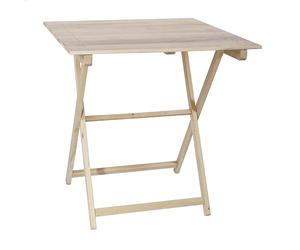 WELL HOME MOBILIARIO & DECORACIÓN Mesa Velador de Haya Plegable con tablillas, Acabado SIN Barniz, 70x70x76 cm