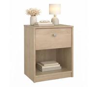 WELL HOME MOBILIARIO & DECORACIÓN Mesita de Noche, Mesa Auxiliar Ebro Oak con 1 cajón,Color Roble 38x 31 x 49 cm