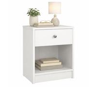 WELL HOME MOBILIARIO & DECORACIÓN Mesita de Noche, Mesa Auxiliar Ebro White con 1 cajón, Color Blanco 38 x 31 x 49 cm