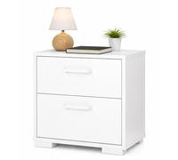 WELL HOME MOBILIARIO & DECORACIÓN Mesita de Noche, Mesilla Auxiliar Eria Gloss White con 2 cajones en Color Blanco Brillante 41 x 40 x 45 cm