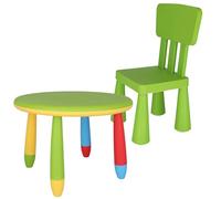 WELL HOME MOBILIARIO & DECORACIÓN Mesita Redonda Verde, y 1 Silla Infantil