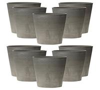 WELL HOME MOBILIARIO & DECORACIÓN Nova Vita línea Leonardo 10 Unidades de idénticas macetas Tipo Cono truncado Ø 30 cm, Gris Claro