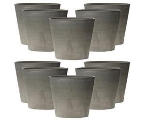 WELL HOME MOBILIARIO & DECORACIÓN Nova Vita línea Leonardo 10 Unidades de idénticas macetas Tipo Cono truncado Ø 30 cm, Gris Claro