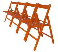 WELL HOME MOBILIARIO & DECORACIÓN - Pack 4 Sillas BAS en madera de haya, acabado naranja