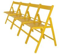 Well Home MOBILIARIO & DECORACIÓN - Pack 4 Sillas Bas en Madera de Haya, Amarilla