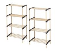 WELL HOME MOBILIARIO & DECORACIÓN Pack de 2 zapateros con 4 estantes en Madera y Metal, Acero al Carbono, 49x28x92.5