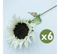 WELL HOME MOBILIARIO & DECORACIÓN Pack de 6 Ramos de Girasol en Color 56 x 20 cm, Blanco 20 Cm