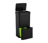 WELL HOME MOBILIARIO & DECORACIÓN Papelera de reciclaje 62L (37L+25L), cubo de basura con 2 compartimentos, apertura automática con sensor, en acero inoxidable, negro