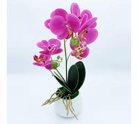 WELL HOME MOBILIARIO & DECORACIÓN Planta de orquidea con Tacto Natural de 42 cm en Color Lila con Maceta de Ceramica