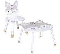 WELL HOME MOBILIARIO & DECORACIÓN Set 2 Infantiles Zorro para los más pequeños, Multicolor, Silla 28 x 28 x 52,5 cm/Mesa 62 x 64 x 43 cm