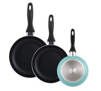 WELL HOME MOBILIARIO & DECORACIÓN Set 3 Sartenes 16/20/24 aluminio prensado, antiadherente, APTAS para inducción, Azul celeste