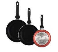 WELL HOME MOBILIARIO & DECORACIÓN Set 3 Sartenes 16/20/24 aluminio prensado, antiadherente, APTAS para inducción, Cobre metalizado