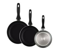 WELL HOME MOBILIARIO & DECORACIÓN Set 3 Sartenes 16/20/24 aluminio prensado, antiadherente, APTAS para inducción, Gris metalizado