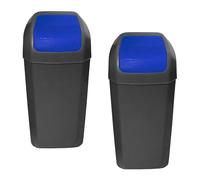 WELL HOME MOBILIARIO & DECORACIÓN Set de 2 Cubos - Papeleras con tapa basculante de 15L/u color azul