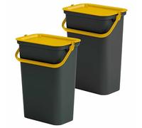 WELL HOME MOBILIARIO & DECORACIÓN Set de 2 papeleras 'MODA' 10L con asa ámbar y negro