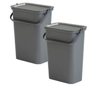 WELL HOME MOBILIARIO & DECORACIÓN Set de 2 papeleras 'MODA' de 10L color grafito con asa