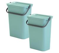 WELL HOME MOBILIARIO & DECORACIÓN Set de 2 papeleras 'MODA' de 10L color salvia con asa