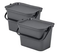 WELL HOME MOBILIARIO & DECORACIÓN Set de 2 papeleras 'MODA' de 5L color grafito con asa