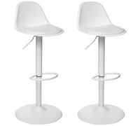 WELL HOME MOBILIARIO & DECORACIÓN Set de 2 taburetes de Bar Regulables en Altura, Color Blanco, D 45 x H 103 cm (PK5063)