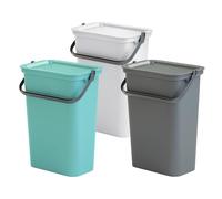 WELL HOME MOBILIARIO & DECORACIÓN Set de 3 papeleras 'MODA' de 10L en grafito, salvia y blanco con asa