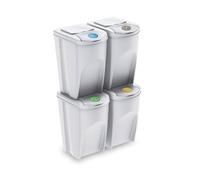 Wellhome - Set De 4 Cubos De Basura-papeleras De Reciclaje Blanco Roto, 4x35l