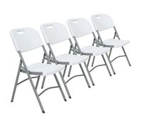WELL HOME MOBILIARIO & DECORACIÓN Set de 4 Sillas, 5cm Plegable para Exteriores, Blanco, 51x45x85,5
