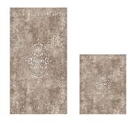 WELL HOME MOBILIARIO & DECORACIÓN Set de alfombras de baño (2 Piezas) Beige y Blanco