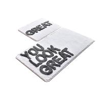 WELL HOME MOBILIARIO & DECORACIÓN Set de alfombras de baño (2 Piezas) diseño You Look Great Gris Claro
