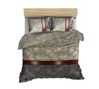 WELL HOME MOBILIARIO & DECORACIÓN Set de Funda nórdica + 1 Funda Almohada 220x220 Crema Negro Gris Rojo clarete Blanco