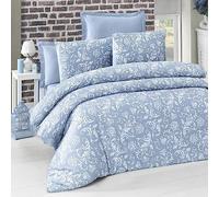 WELL HOME MOBILIARIO & DECORACIÓN Set de Funda nórdica + 2 Fundas de Almohada 240x220 Azul Blanco