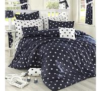 WELL HOME MOBILIARIO & DECORACIÓN Set de Funda nórdica + 2 Fundas de Almohada 240x220 Azul Oscuro Blanco