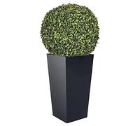 WELL HOME MOBILIARIO & DECORACIÓN Set de Maceta alta 35 L Urbi Square de plástico CON depósito en color Antracita, 55 (alto) x 29,5 (ancho) x 29,5 (profundo) cms + Bola de boj diámetro 36 cm